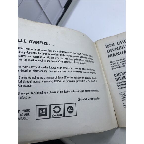 1974 CHEVROLET CHEVELLE OWNERS MANUAL. VINTAGE. Read - Picture 7 of 10